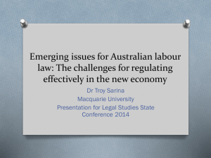 Emerging issues for Australian labour law by Dr Troy Sarina
