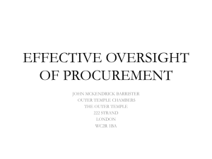 Effective Oversight of Procument by Mr. John Mc Kendrick