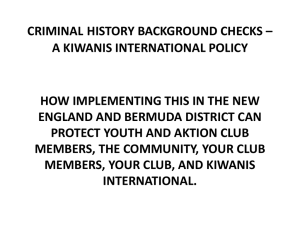 criminal history background checks * a kiwanis international policy