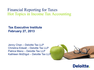 Financial Reporting for Taxes: Hot Topics in Income Tax Accounting
