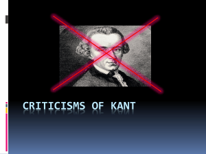 Criticisms of Kant - The Richmond Philosophy Pages