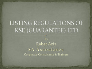 Listing Regulation of KSE-Rahat Aziz