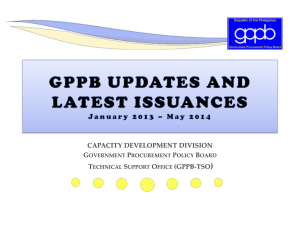 GPPB Updates and Latest Issuances: January 2013 to