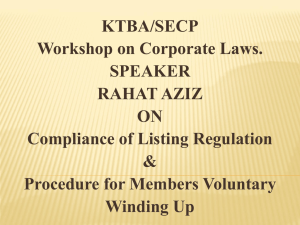 KTBA/SECP Workshop on Corporate Laws. SPEAKER RAHAT AZIZ