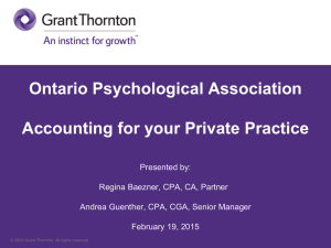 Accounting for your Private Practice Presented by