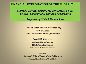 FINANCIAL EXPLOITATION OF THE ELDERLY INFORMATION FOR