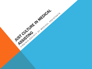 Just Culture IN NURSING - Virginia Society of Medical Assistants