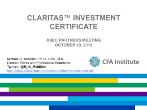 Claritas* investment certificate