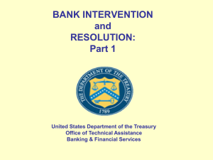 BANK INTERVENTION and RESOLUTION: Part 1