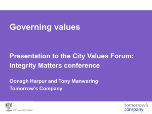 Governing Values: an agenda for Boards