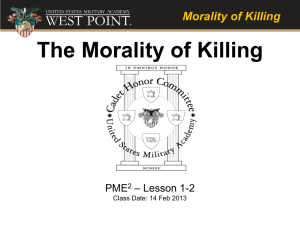 U.S. Military Academy- Lesson plan — “Morality of Killing”