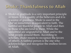 Shukr thankfulness to Allah grade 12