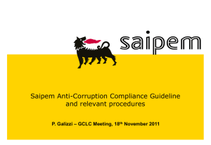 Saipem Anti-Corruption policies and monitoring of legal events 18