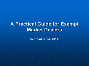 a practical look at the exempt market dealer requirements + n.i 31-103