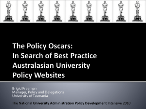 The Policy Oscars - University of Tasmania