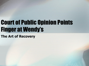 Court of Public Opinion Points Finger at Wendy`s