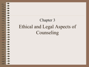 Ethical and Legal Aspects of Counseling