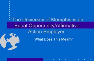 The University of Memphis is an Equal Opportunity/Affirmative Action