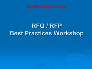 RFQ / RFP Best Practices Workshop