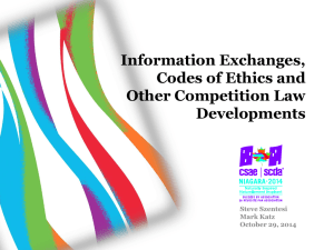 Information Exchanges, Codes of Ethics and Other Competition Law