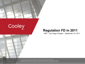 Cooley LLP, “Reg. FD in 2011,” - National Investor Relations Institute