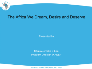 THE AFRICA WE DREAM, DESIRE AND DESERVE