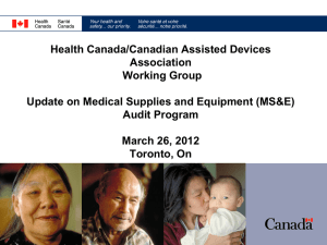 Health Canada/CADA Working Group Presentation