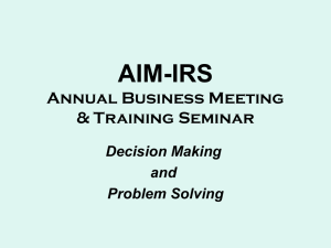 Decision Making & Problem Solving - AIM-IRS