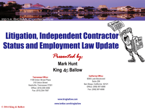 Litigation, Independent Contractor Status & Employment Law Update