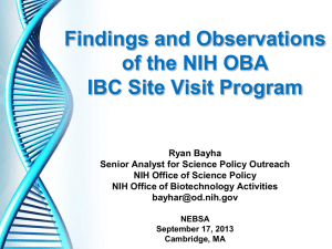 Findings and Observations of the NIH OBA IBC Site Visit Program