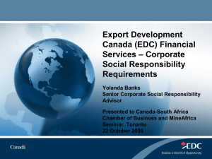 EDC Support for Mining in Africa – Corporate Social Responsibility