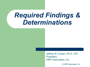 Required Findings & Determinations