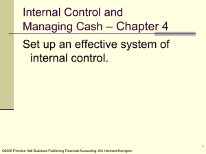Internal Control and Managing Cash