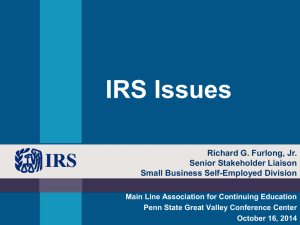 IRS Update (MACE Oct 16 2014)