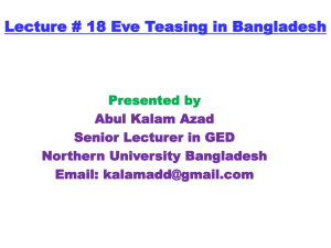 Eve Teasing in Some Selected Universities of Dhaka