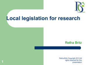 Local legislation for research