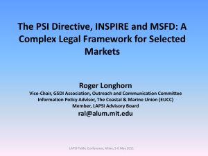 Roger Longhorn, The PSI Directive, INSPIRE and MSFD. A Complex