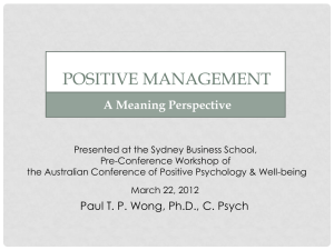 Positive Management - International Network on Personal Meaning