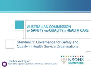 Standard 1 - Australian Commission on Safety and Quality in Health