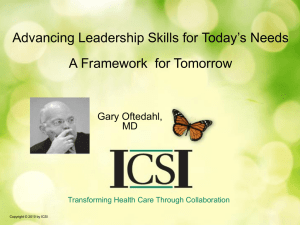 Gary Oftedahl, MD - Leadership for Tomorrow: Adaptive