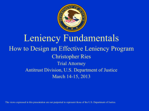 How to Design an Effective Leniency Program, Christopher Ries
