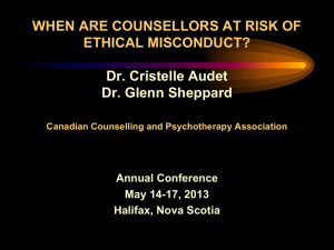 When Are Counsellors at Risk of Misconduct?