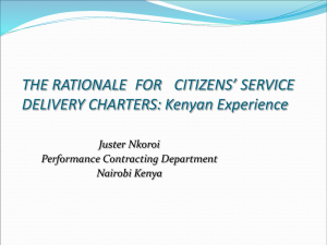 IMPLEMENATION OF CITIZENS` SERVICE DELIVERY CHARTERS