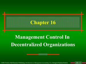Management Control In Decentralized Organizations