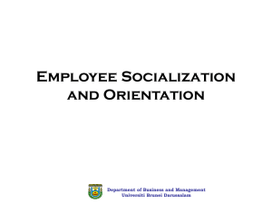 Employee Socialization and Orientation