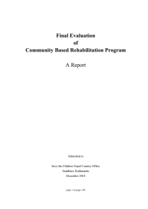 Final Evaluation of Community Based Rehabilitation Program