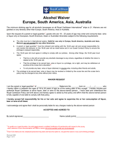 Alcohol Waiver Europe, South America, Asia