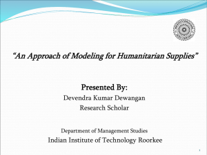 An Approach of Modeling for Humanitarian Supplies
