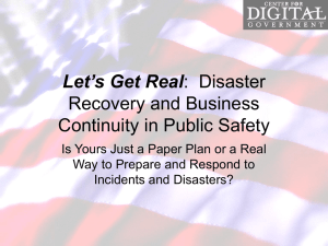Let`s Get Real: Disaster Recovery and Business Continuity