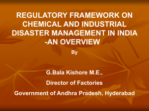 Regulatory Framework on Chemical and Industrial Disaster